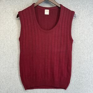 VTG Drummond Sweater Vest Mens Medium Red Orlon Acrylic Knit Pullover Round Neck